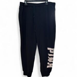 Victoria's Secret Black Joggers with Pink Side Logo